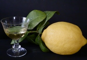 limone, bicchiere, foglie, giallo, vetro, frutta, nero, liquore