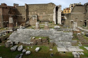 ruderi, rovine, colonne, pietre, gradini, scalini, roma, tempio, scavi, cielo, antichità