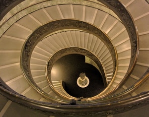 scala, gradini, chiocciola, scale, spirale, elicoidale, corrimano, bianco
