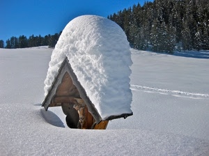 neve, bianco, alberi, crocifisso, inverno, montagna, cielo, verde, azzurro, bosco, edicola, tetto, croce