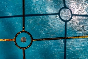 ombra, foro, vetro, cerchi, cerchio, buco, azzurro, verde, ferro