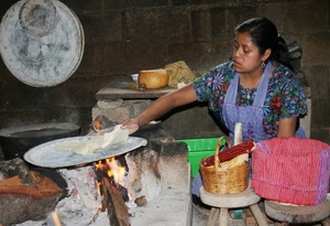 fuoco, cibo, cucina, donna, cesto, formaggio, pane, cuoca