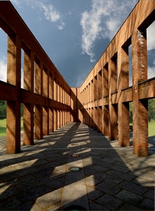 nuvole, prospettiva, cielo, ombre, ombra, pilastri, staccionata, colonne, mattoni, azzurro