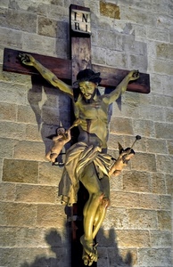 croce, crocifisso, legno, muro, angeli, gesù, cristo, pietre, ombra, scritta, putti, crocefisso