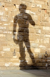 ombra, muro, statua, pietre, mattoni, anello, firenze, david, ganci