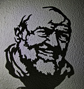 bianconero, muro, ombra, nero, santo, disegno, padre, pio, barba, astratto, volto