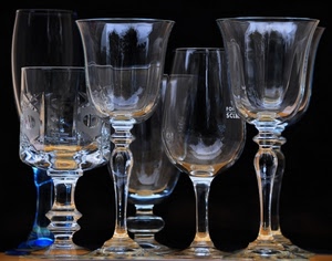 bicchieri, calici, vetro, trasparenze, sei, trasparenza, riflessi, vuoti