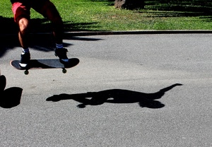 ombra, strada, skateboard, gambe, salto, uomo, erba, sport, gioco, tavola, asfalto