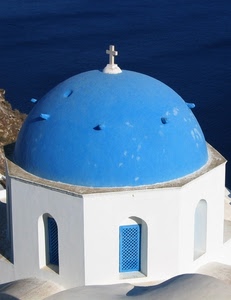 cupola, croce, bianco, mare, azzurro, finestre, archi, celeste, chiesa, grecia, tetto, cappella, grata