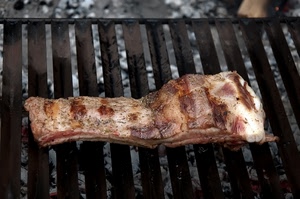 carne, griglia, cibo, ferro, cottura, arrosto, nero, barbecue, costata, brace, maiale