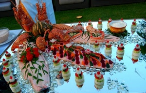 ghiaccio, pesce, cibo, aragoste, crostacei, tavola, antipasti, tavolo, astici, sushi