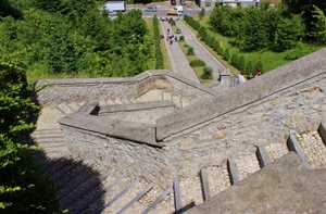 scalinata, scalini, alberi, scale, gradini, viale, piante, verde, discesa, ombra, pietra