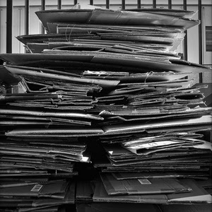 cartoni, carta, catasta, bianconero, cartone, pila, inferriata, grigio