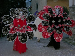 carnevale, rosso, maschere, fiori, nero, petali
