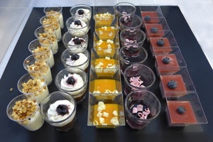 dolci, bicchieri, panna, dessert, esposizione, cibo, coppette, colori