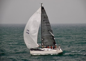 mare, vela, barca, onde, acqua, persone, vele, cielo, imbarcazione, numeri, scia, scritta, foschia, maltempo