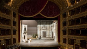 teatro, palchi, attori, palcoscenico, sipario, scena, scenografia, rosso, tenda, bianco, palco, portone, balcone