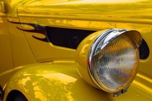 giallo, fanale, automobile, faro, auto, macchina, epoca, vetro, riflessi, riflesso