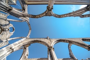 archi, cielo, azzurro, prospettiva, chiesa, cerchio, marmo, ruderi, celeste, gotico