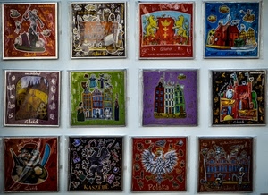 quadrati, colori, quadri, stemmi, aquila, quadretti, calamite, pattern, rosso, polonia, stemma, mosaico, multicolore, simboli, leoni