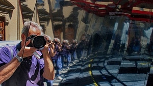 fotografo, orologio, obiettivo, riflesso, specchi, mani, tanti, specchio, riflessi, fotocamera, braccia, vetro, fotografare, bandiere, selfie, persona, finestre