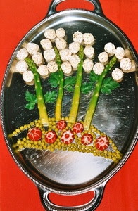 asparagi, vassoio, ravanelli, cibo, prezzemolo, piselli, mais, piatto, verdure, rosso, ceci, rapanelli