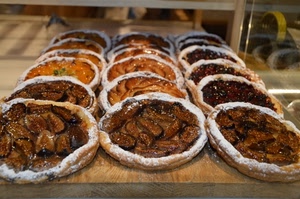 dolci, cibo, fichi, torte, zucchero, frutta, tavolo, vetrina, legno, crostate