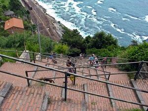 mare, persone, scale, ferrovia, scalinata, ringhiera, alberi, ringhiere, mattoni