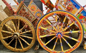 colori, ruote, raggi, carretti, cerchi, giallo, sicilia, carretto, decorazioni, siciliani, rosso, blu, legno, due, multicolore, azzurro, sponde