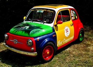 rosso, verde, giallo, cinquecento, automobile, ruote, colori, fiat, auto, blu, adesivi, numero, nero, multicolore, prato, parabrezza, bianco, macchina, fari